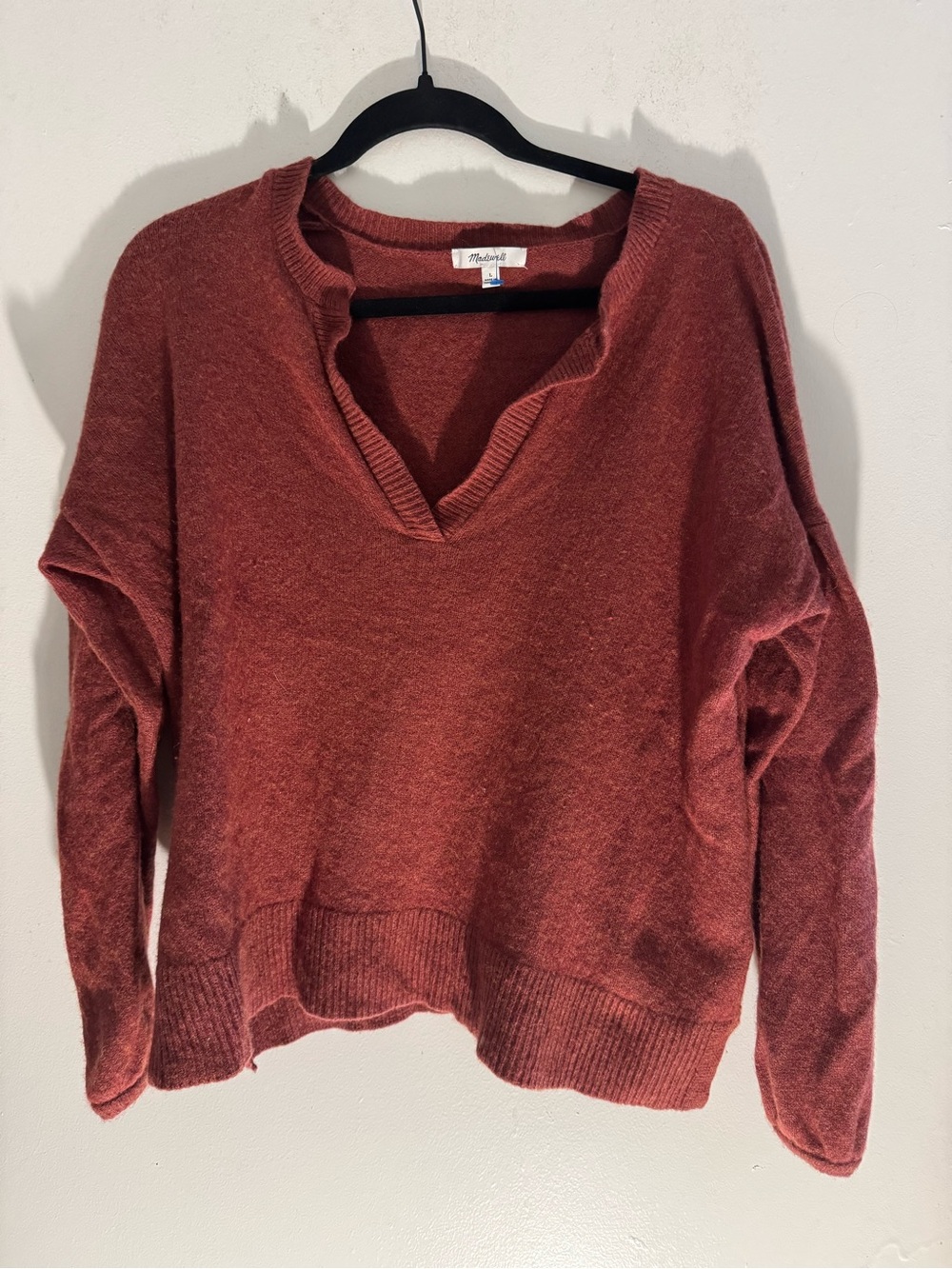 Madewell Women’s Brick Red V-Neck Pullover Sweater Size L